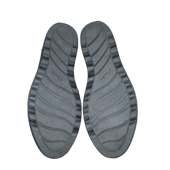 CLARKS Womens Black Wedge Chunky Penny Loafers Y2K 90s Career Preppy Academia 7 - Picture 6 of 9